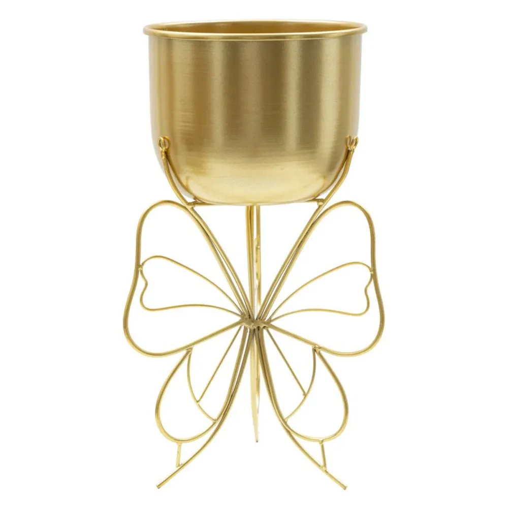 Eleganter Vasenhalter aus goldenem Metall mit Schmetterlingsfuß Mauro Ferretti