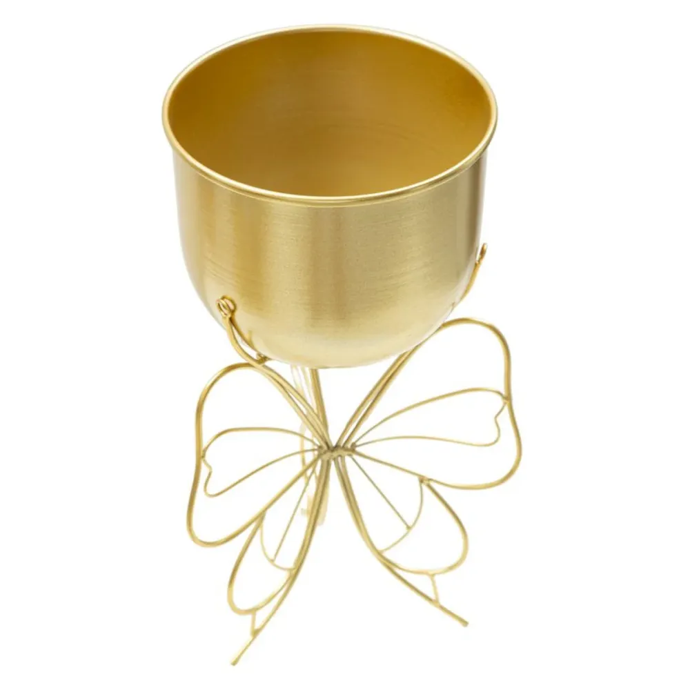 Eleganter Vasenhalter aus goldenem Metall mit Schmetterlingsfuß Mauro Ferretti