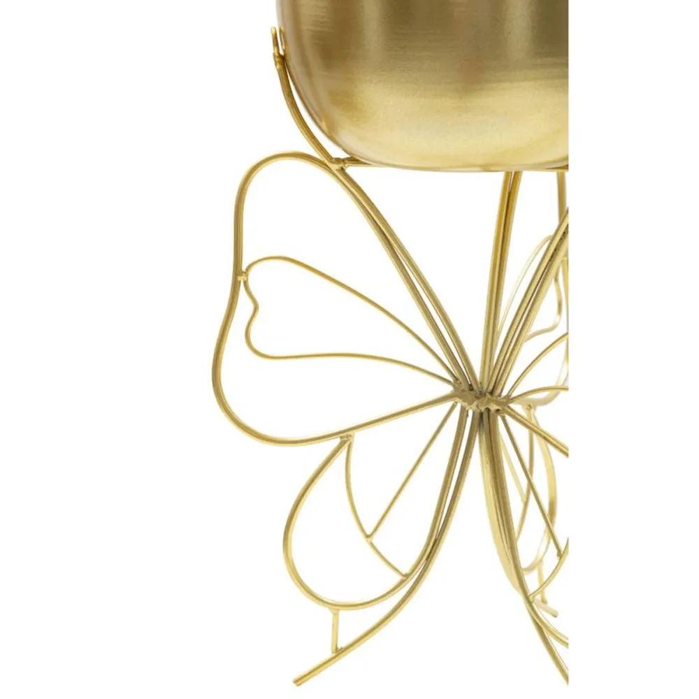Eleganter Vasenhalter aus goldenem Metall mit Schmetterlingsfuß Mauro Ferretti