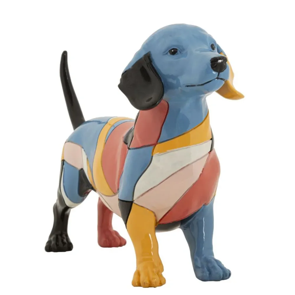 Farbenfrohe Dackelskulptur – Lebhafte, moderne Hundedekoration Mauro Ferretti