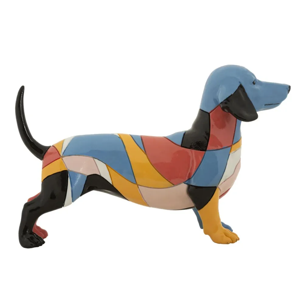 Farbenfrohe Dackelskulptur – Lebhafte, moderne Hundedekoration Mauro Ferretti