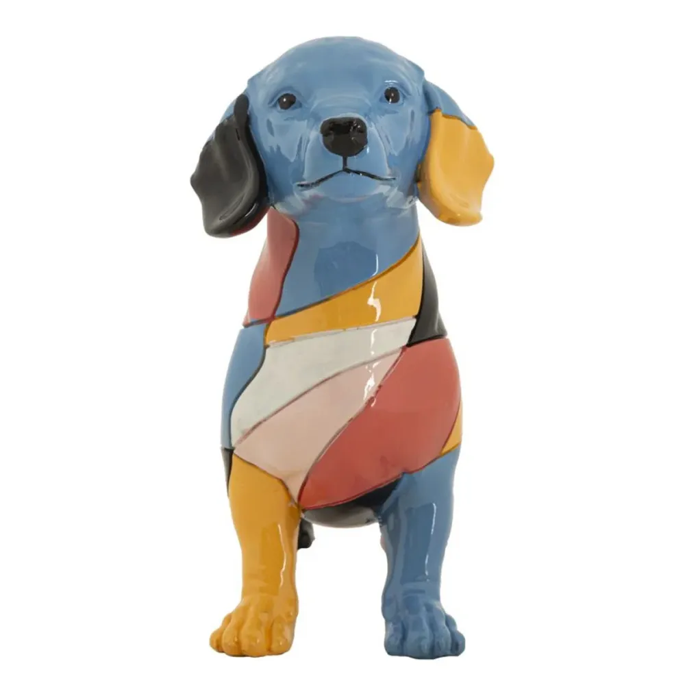 Farbenfrohe Dackelskulptur – Lebhafte, moderne Hundedekoration Mauro Ferretti