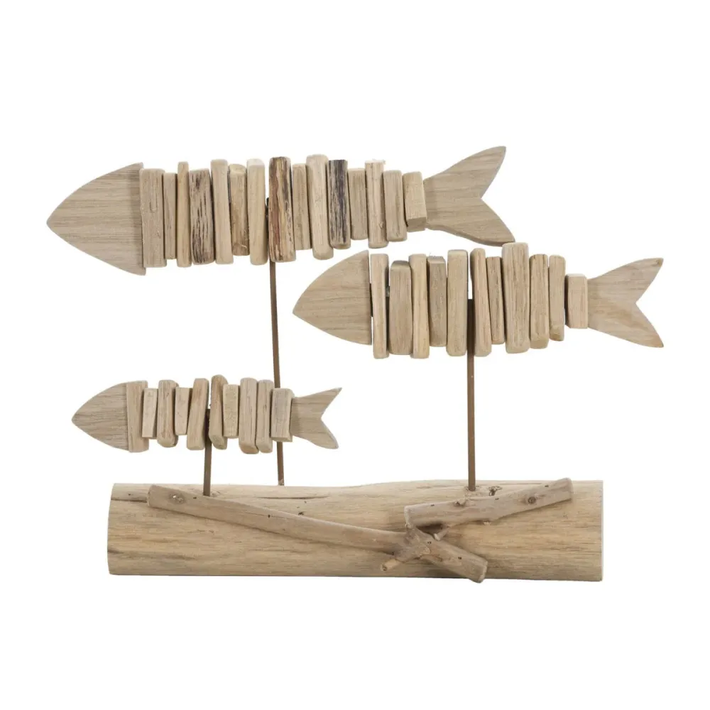 Fischskulptur aus Holz mit Dübeln – Küsten-Kunsthandwerksdeko Mauro Ferretti