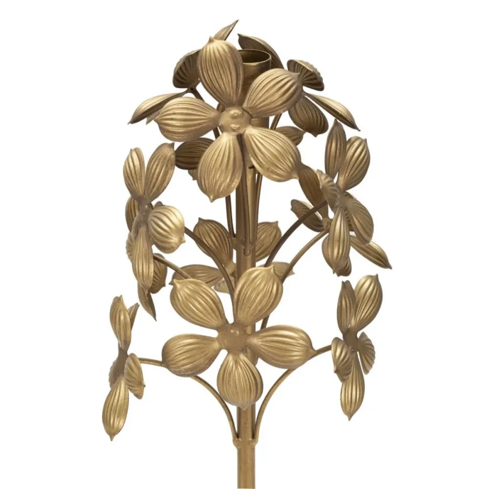 Floraler, goldener Kerzenhalter mit raffinierten dekorativen Details Mauro Ferretti