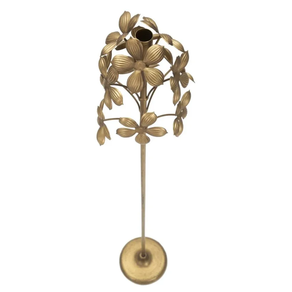 Floraler, goldener Kerzenhalter mit raffinierten dekorativen Details Mauro Ferretti