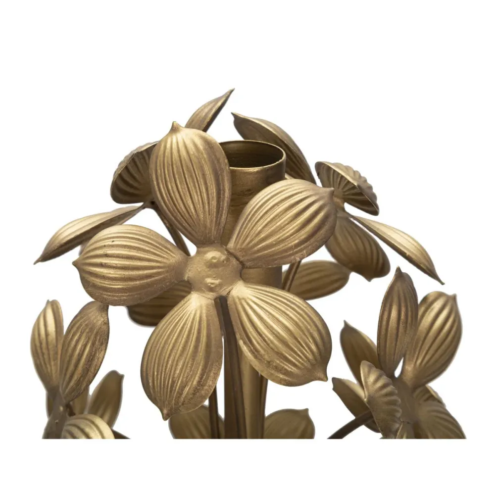 Floraler, goldener Kerzenhalter mit raffinierten dekorativen Details Mauro Ferretti