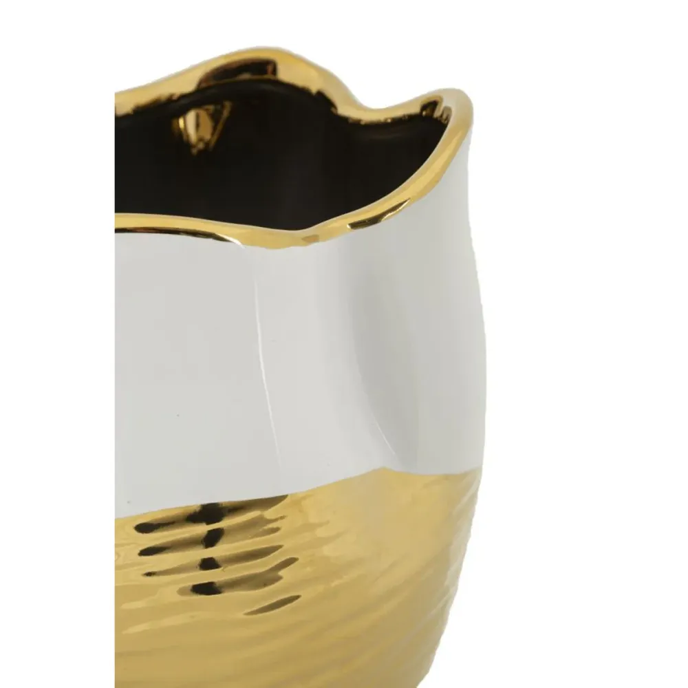 Geschwungene, goldverzierte Keramikvase – Raffiniertes Dekorationsdesign Mauro Ferretti
