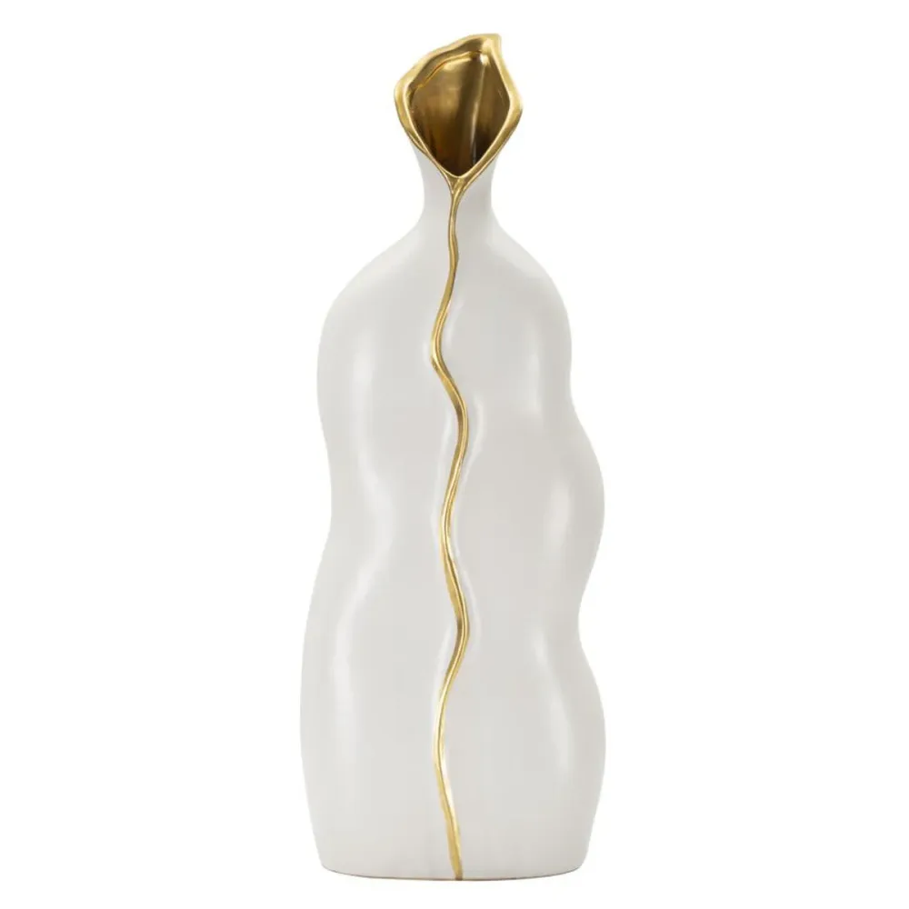 Geschwungene Vase mit Goldakzenten – Elegantes, geschwungenes Design Mauro Ferretti