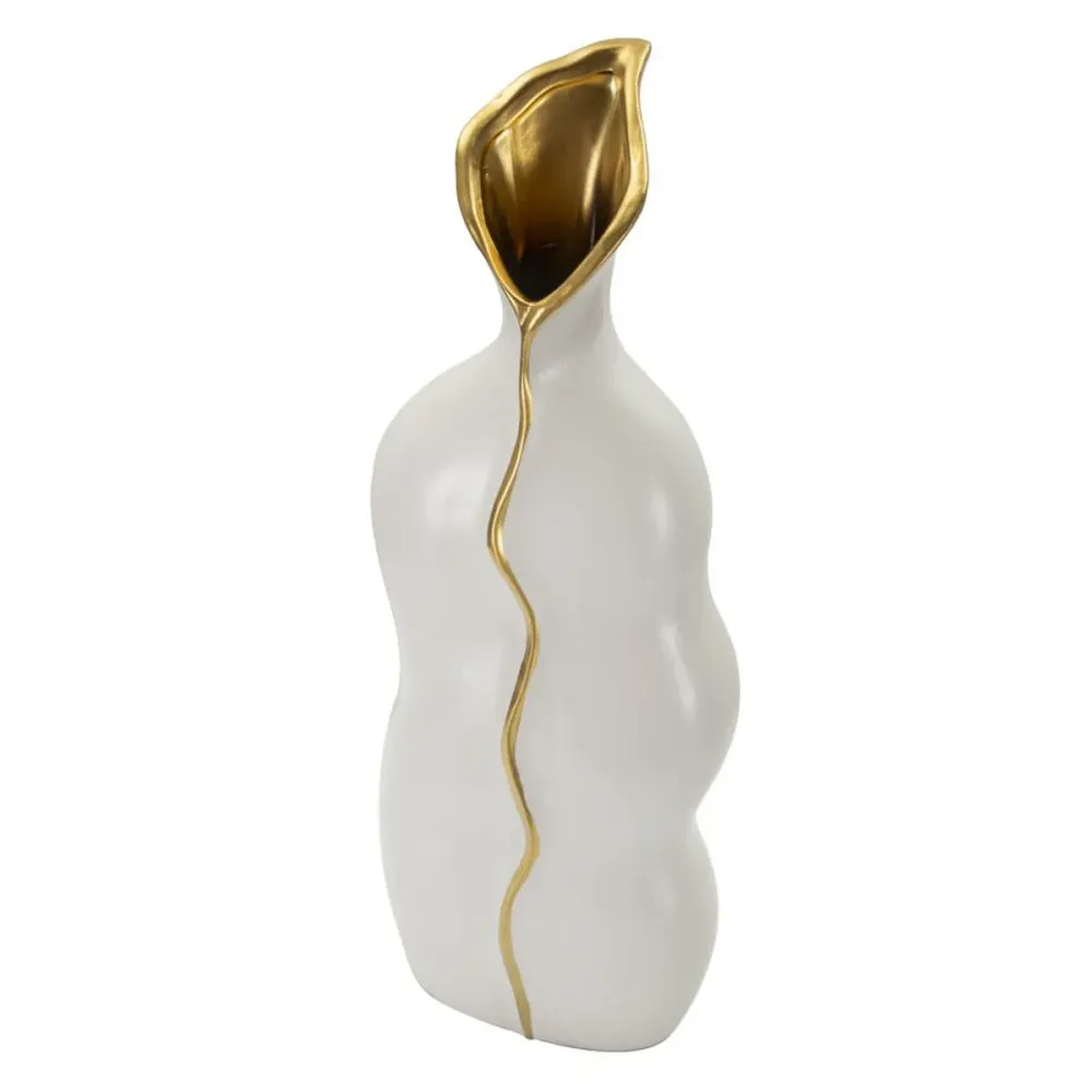 Geschwungene Vase mit Goldakzenten – Elegantes, geschwungenes Design Mauro Ferretti