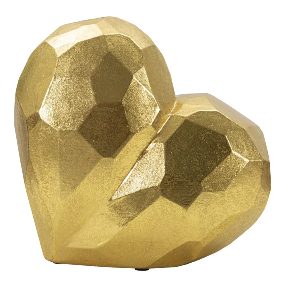 Goldene herzförmige Vase – Kubistischer quadratischer Dekorationsstil Mauro Ferretti