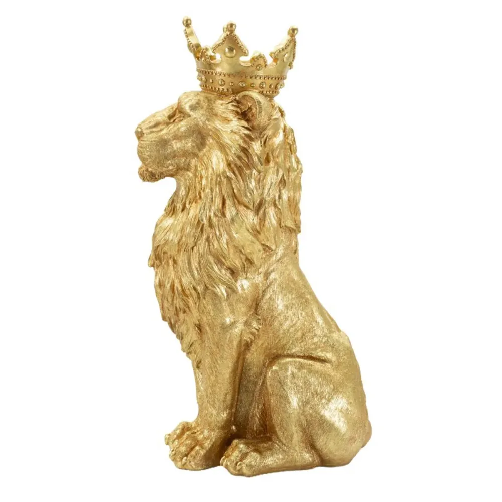 Goldene Löwenkönig-Skulptur mit Krone – Majestätische Luxusdekoration Mauro Ferretti