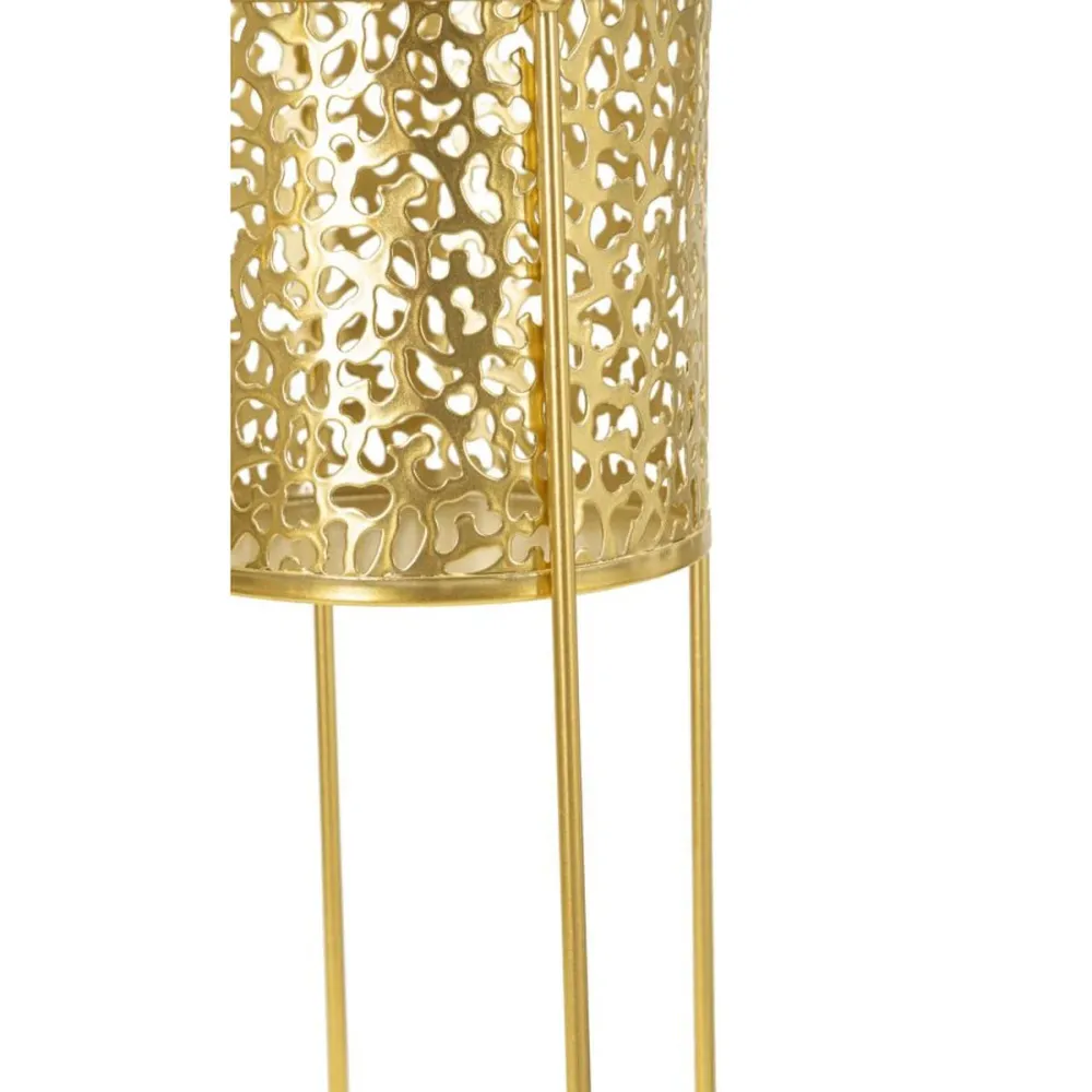Goldene Metallvasenhalter mit abgerundeten, kunstvollen Verzierungen – Paar Mauro Ferretti