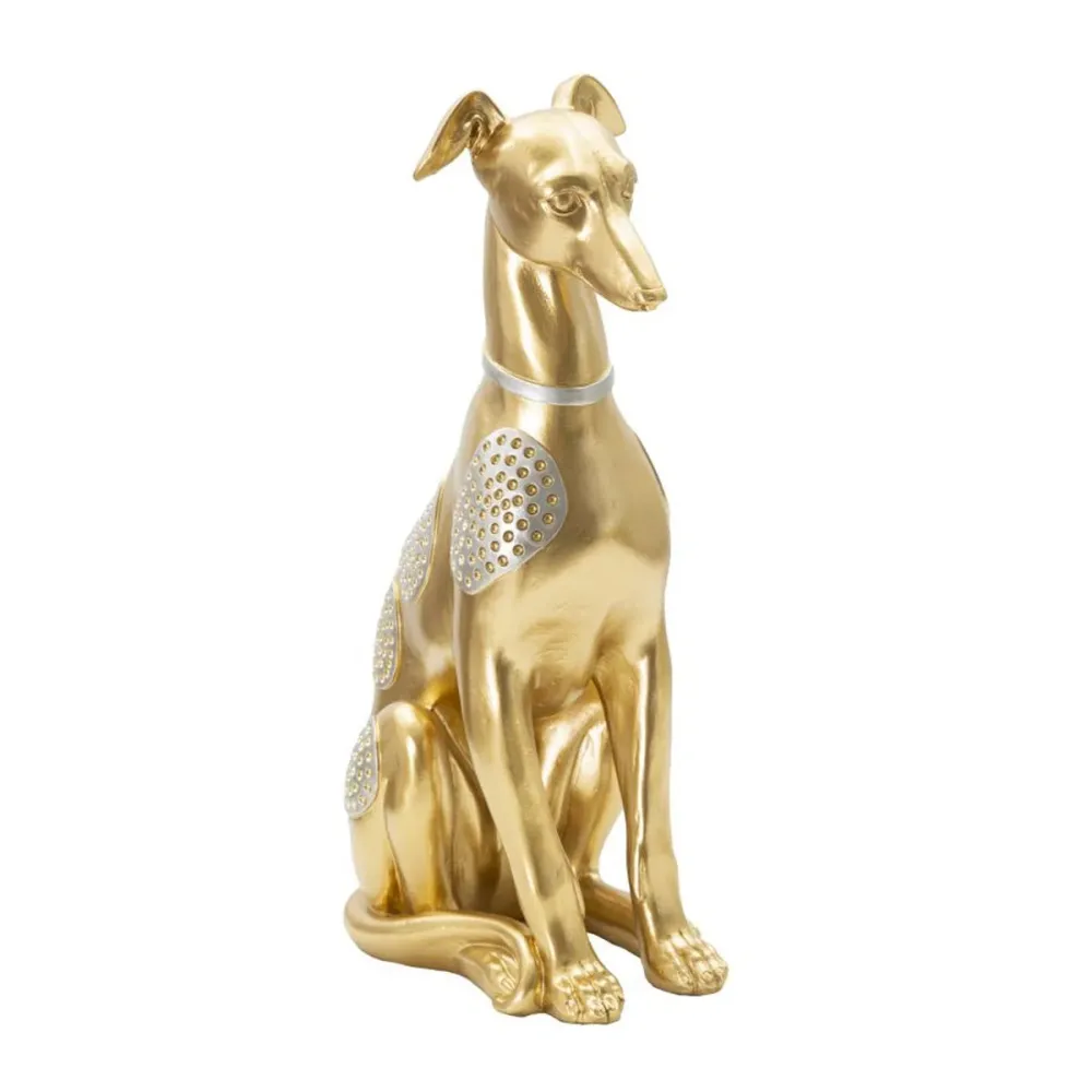 Goldene sitzende Hundestatue mit silbernen Akzenten Mauro Ferretti