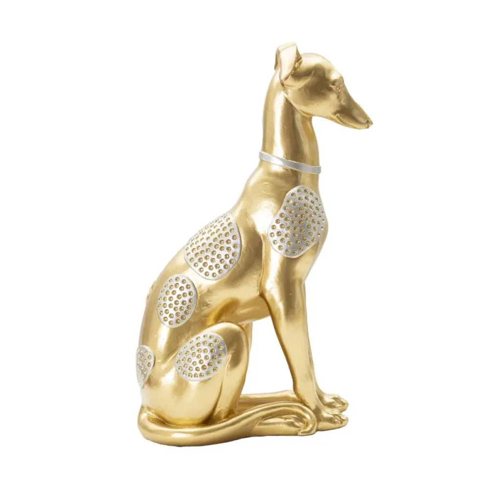 Goldene sitzende Hundestatue mit silbernen Akzenten Mauro Ferretti