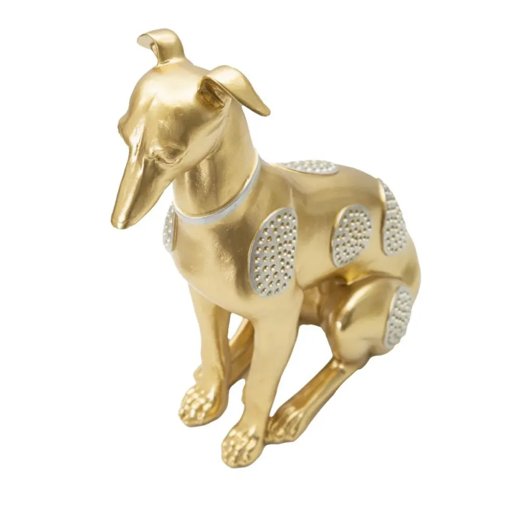 Goldene sitzende Hundestatue mit silbernen Akzenten Mauro Ferretti