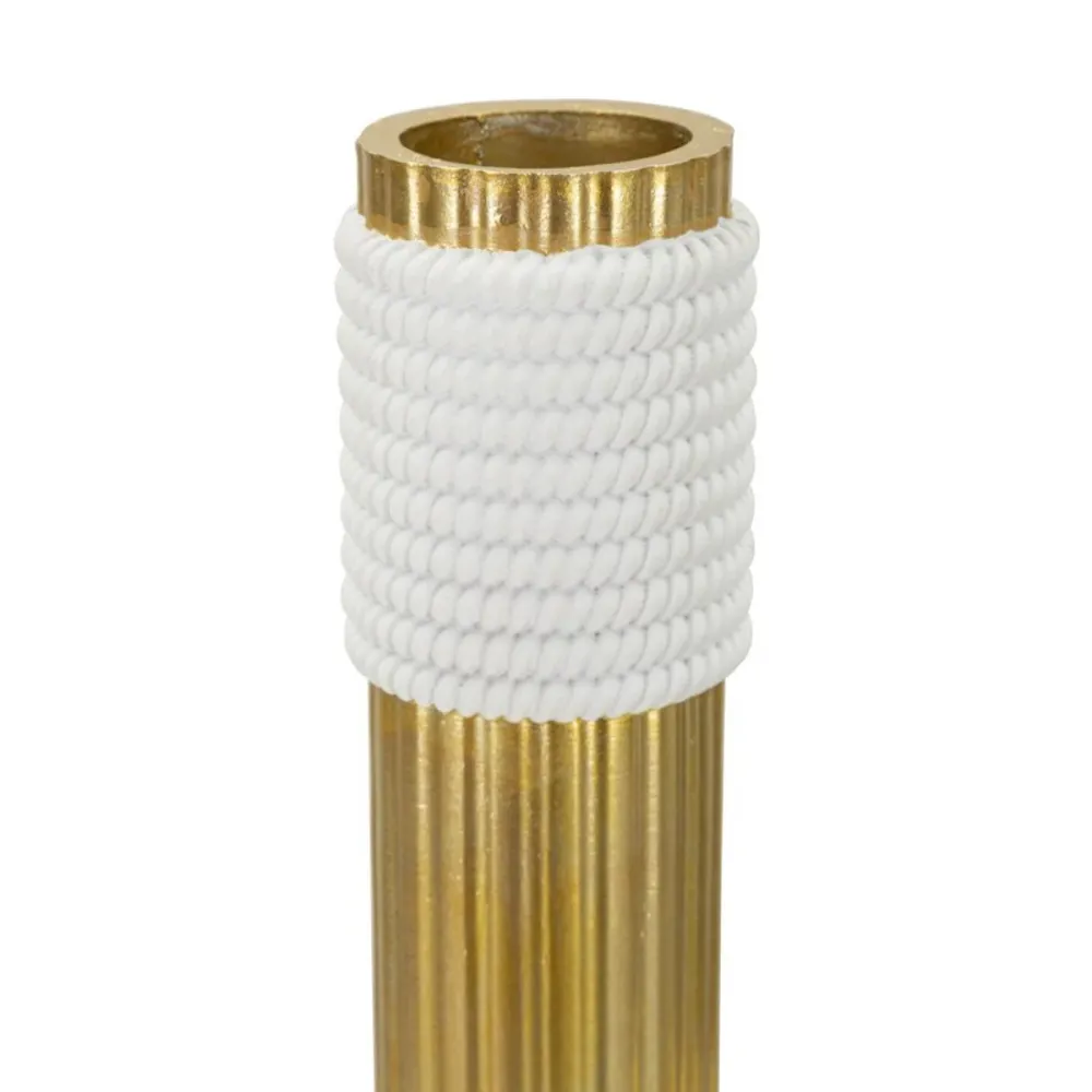Goldene und weiße Vase aus geschwungenem Kunstharz – Elegantes Design mit weichen Linien Mauro Ferretti