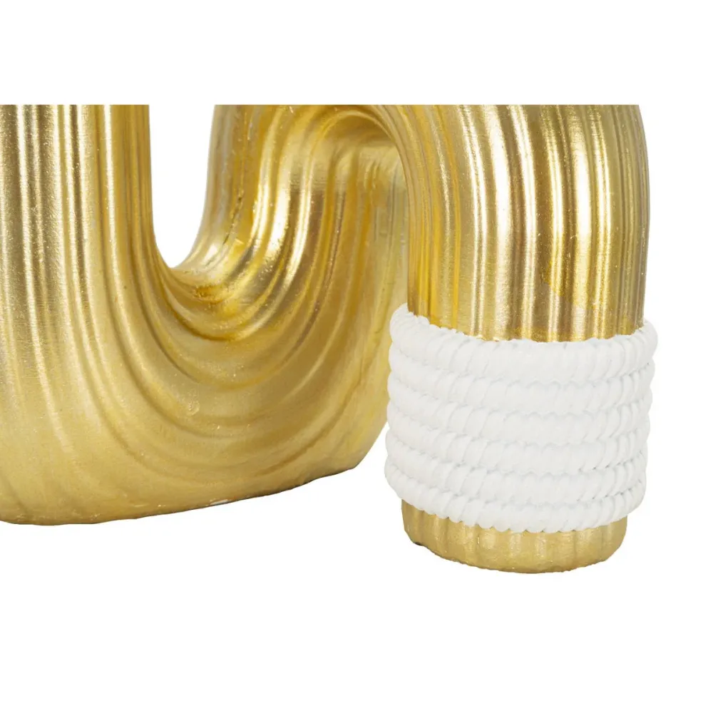 Goldene und weiße Vase aus geschwungenem Kunstharz – Elegantes Design mit weichen Linien Mauro Ferretti