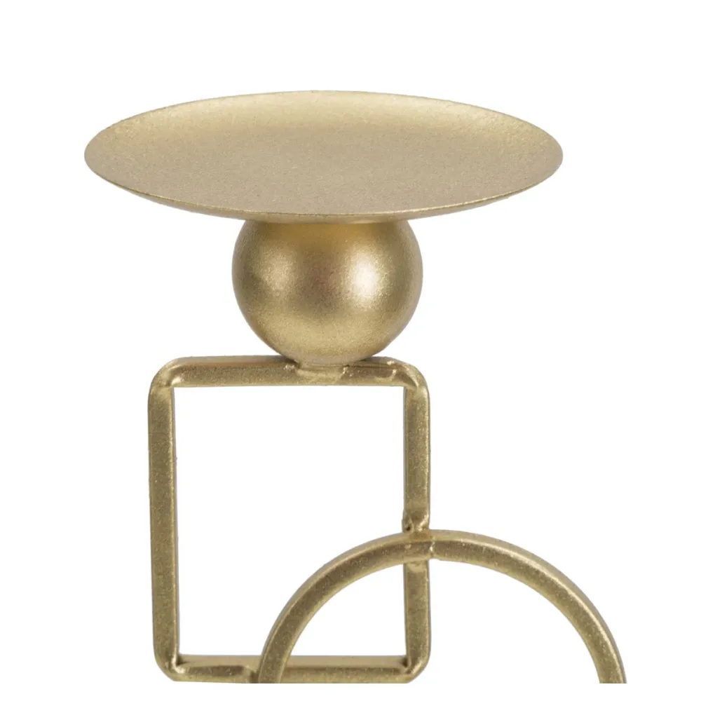 Goldener Kerzenhalter mit Marmorsockel und geometrischem Stil Mauro Ferretti
