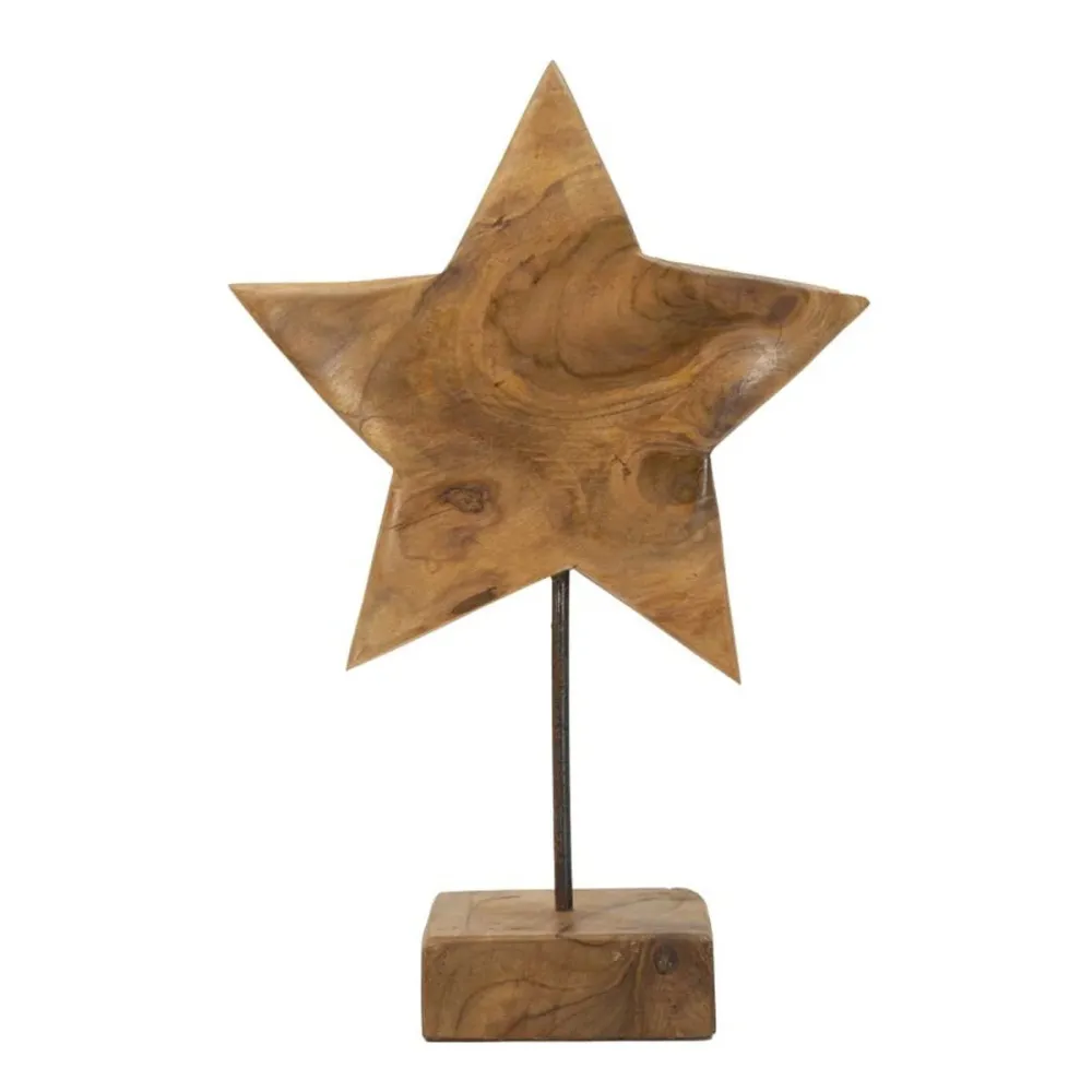 Handgefertigte Teakholz-Sternskulptur – Rustikale und nachhaltige Kunst Mauro Ferretti