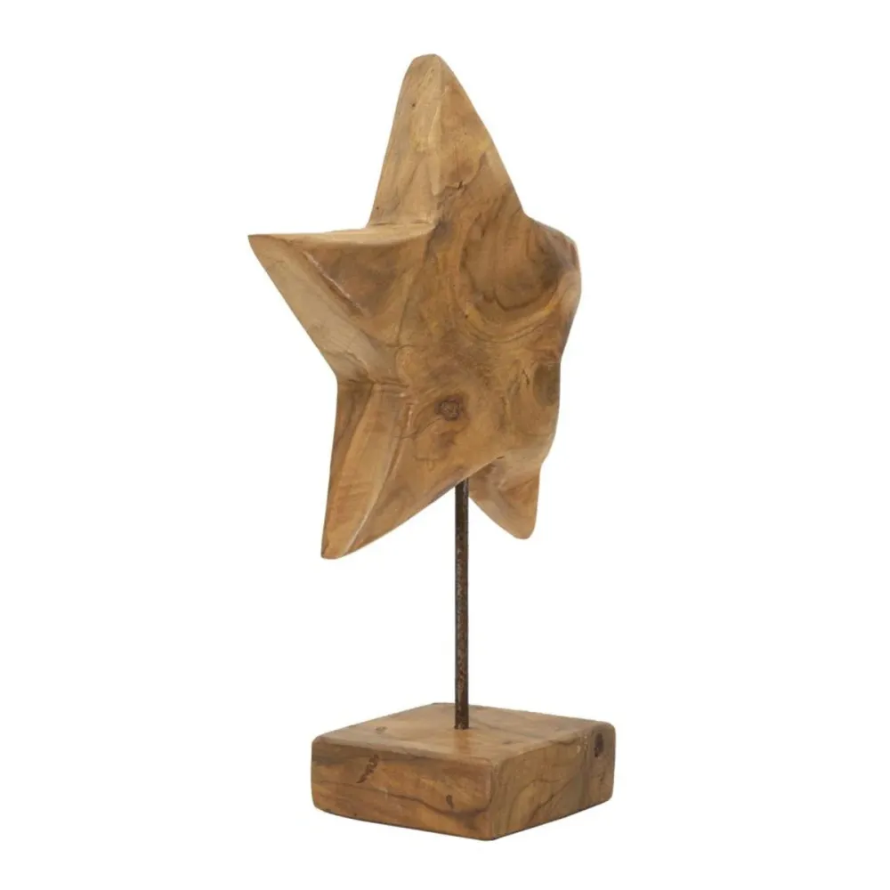 Handgefertigte Teakholz-Sternskulptur – Rustikale und nachhaltige Kunst Mauro Ferretti