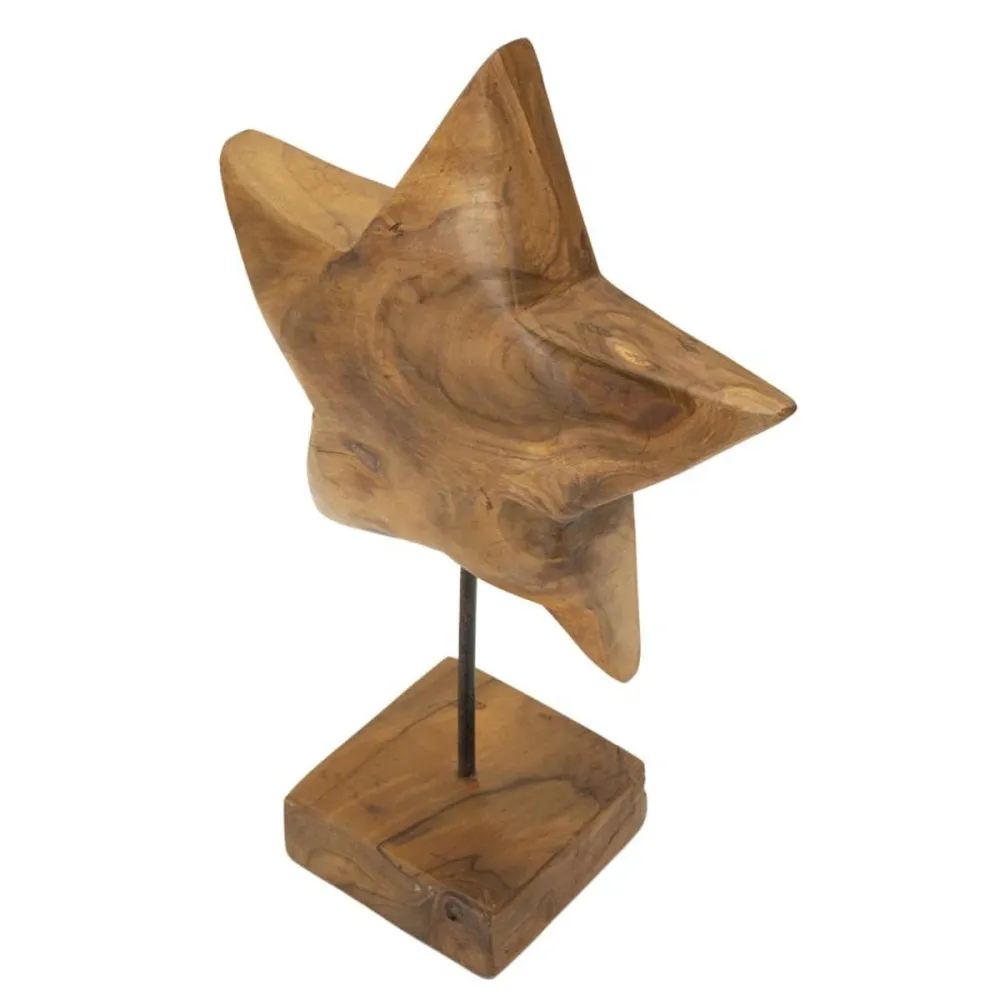 Handgefertigte Teakholz-Sternskulptur – Rustikale und nachhaltige Kunst Mauro Ferretti