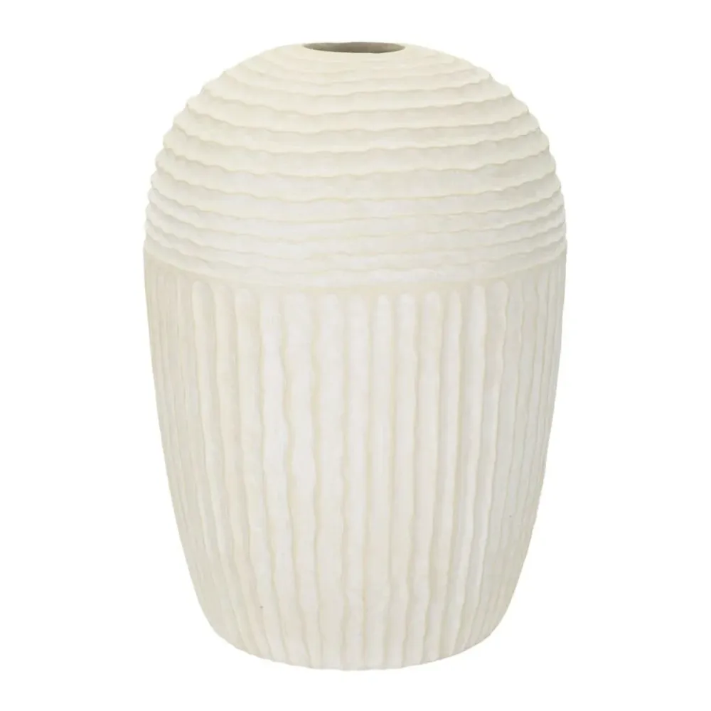 Hohe, gerippte, matte Vase – Winterliche Naturdeko Mauro Ferretti