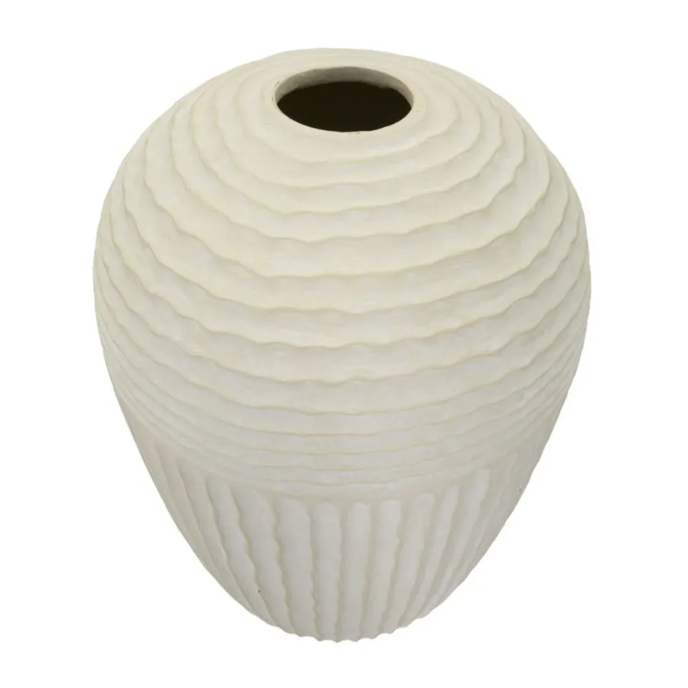 Hohe, gerippte, matte Vase – Winterliche Naturdeko Mauro Ferretti