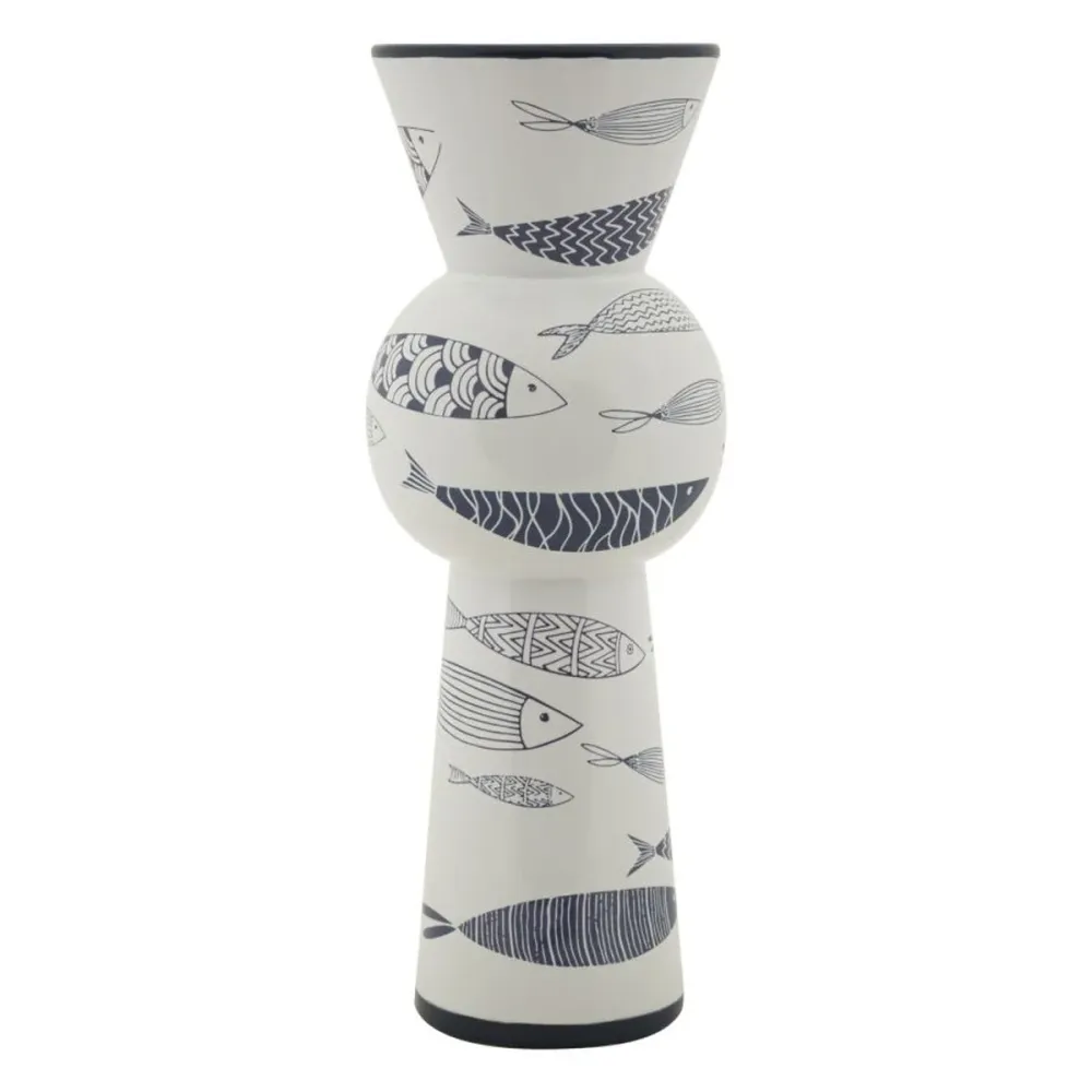 Keramikvase mit Fischmotiven, inspiriert vom Ozean Mauro Ferretti