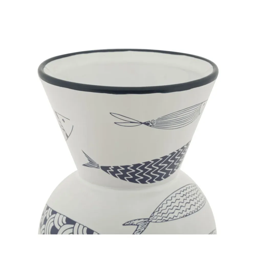 Keramikvase mit Fischmotiven, inspiriert vom Ozean Mauro Ferretti