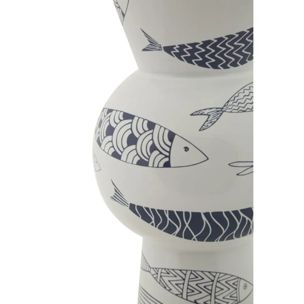 Keramikvase mit Fischmotiven, inspiriert vom Ozean Mauro Ferretti