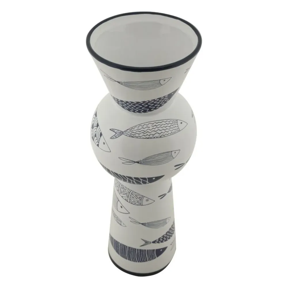 Keramikvase mit Fischmotiven, inspiriert vom Ozean Mauro Ferretti