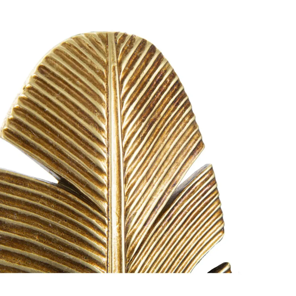 Kerzenhalter Palmenblattform aus gold-schwarzem Metall Mauro Ferretti