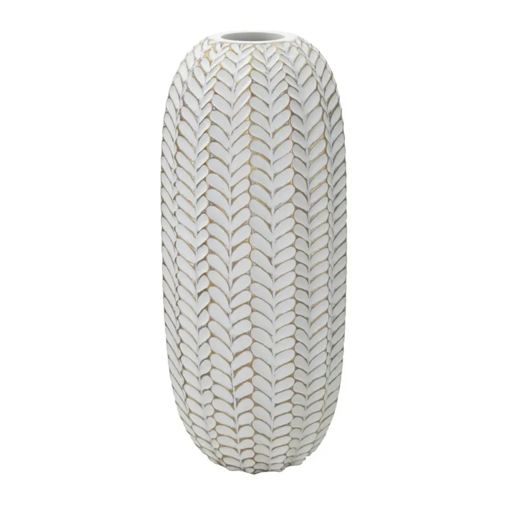 Kunstharzvase mit Blattmotiven – Raffiniertes Naturdesign Mauro Ferretti