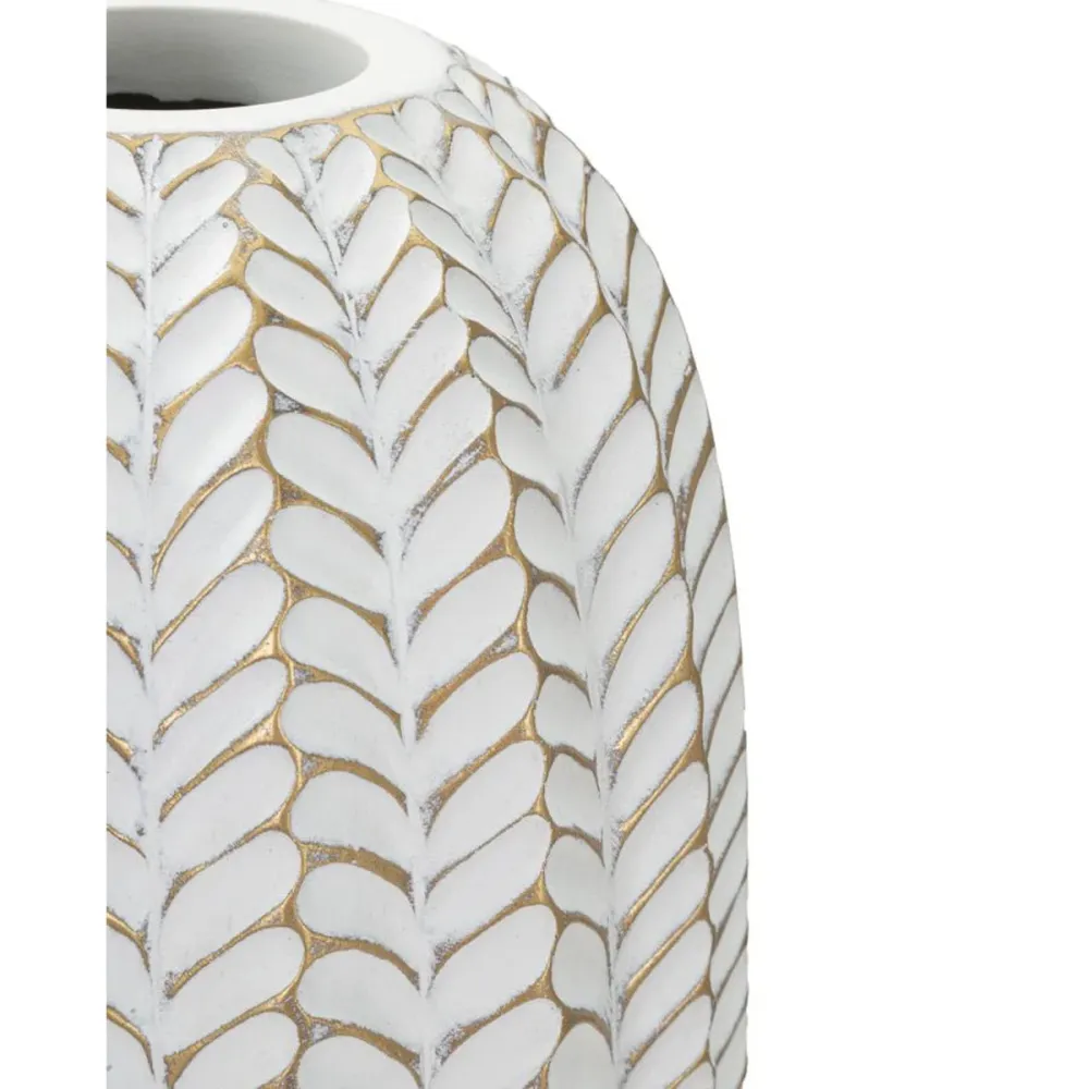 Kunstharzvase mit Blattmotiven – Raffiniertes Naturdesign Mauro Ferretti