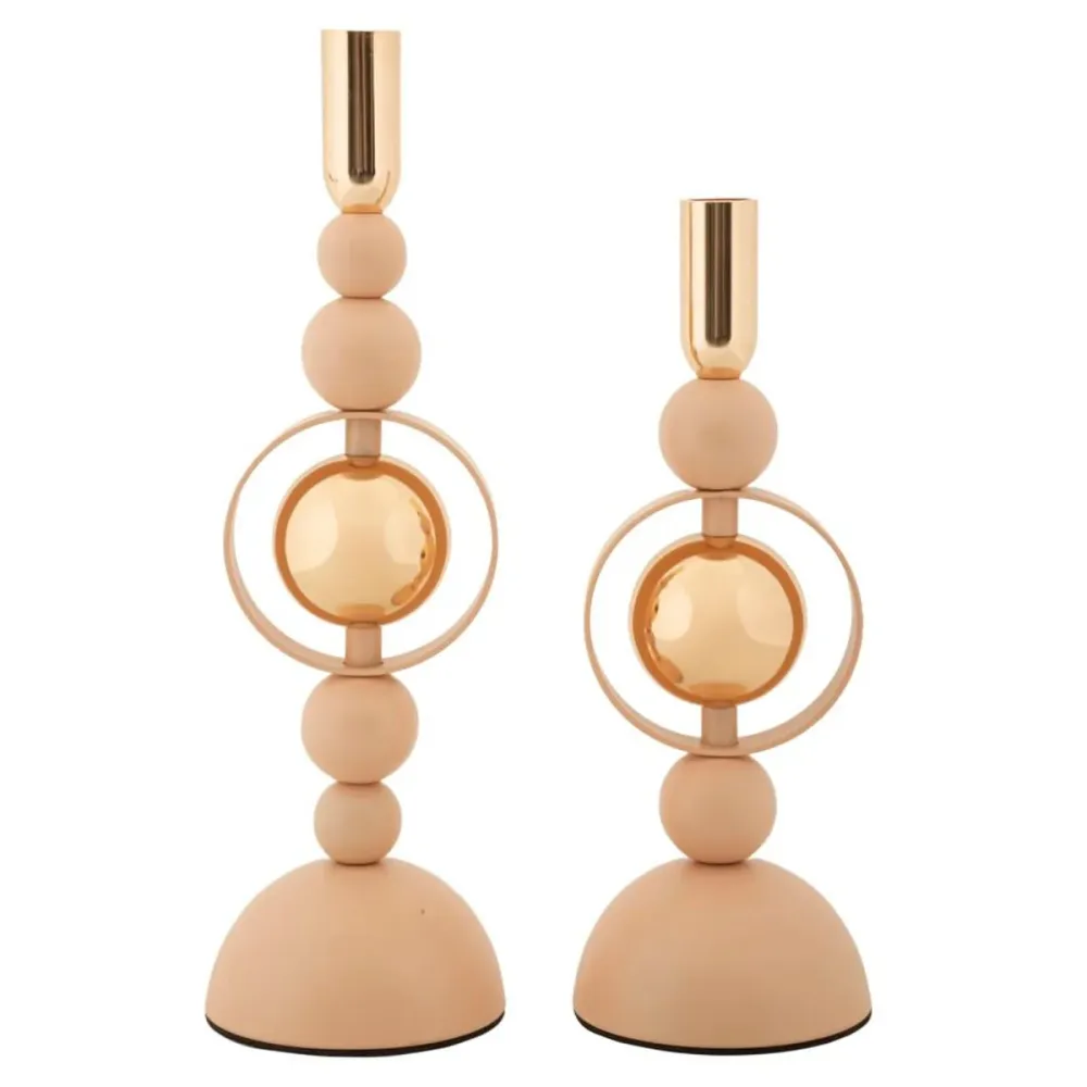 Mauro Ferretti candle holder saturn pink set 2 pcs metal