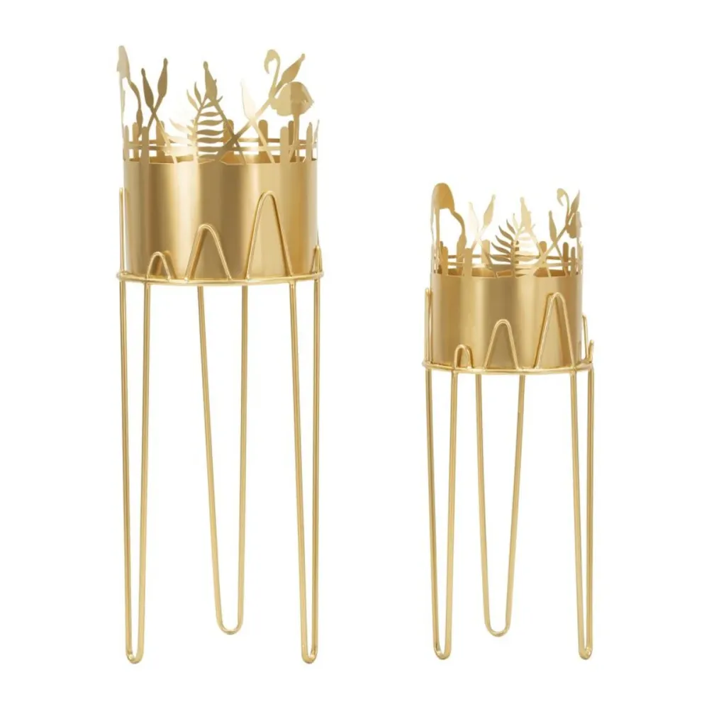 Mauro Ferretti Flamingo vase holder set 2 pcs metal