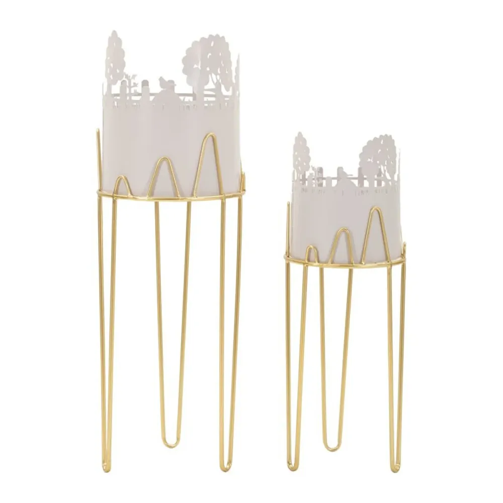 Mauro Ferretti tree vase holder set 2 pcs metal