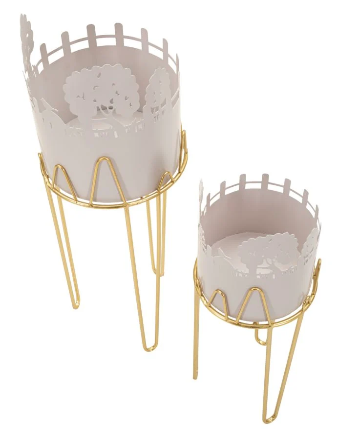 Mauro Ferretti tree vase holder set 2 pcs metal
