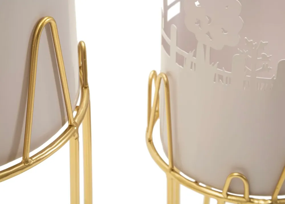 Mauro Ferretti tree vase holder set 2 pcs metal