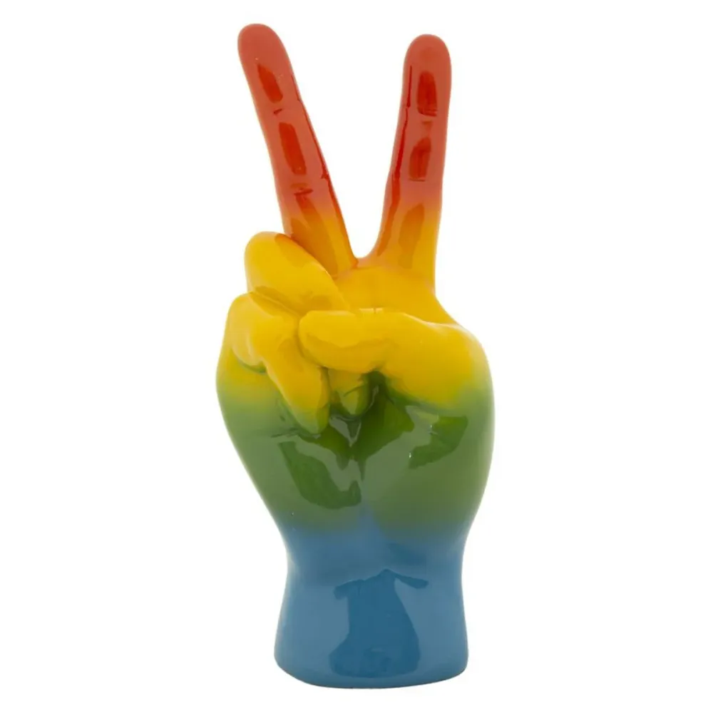 Regenbogenfarbene Siegeshand-Skulptur – Ikonisches Symbol der Freiheit Mauro Ferretti