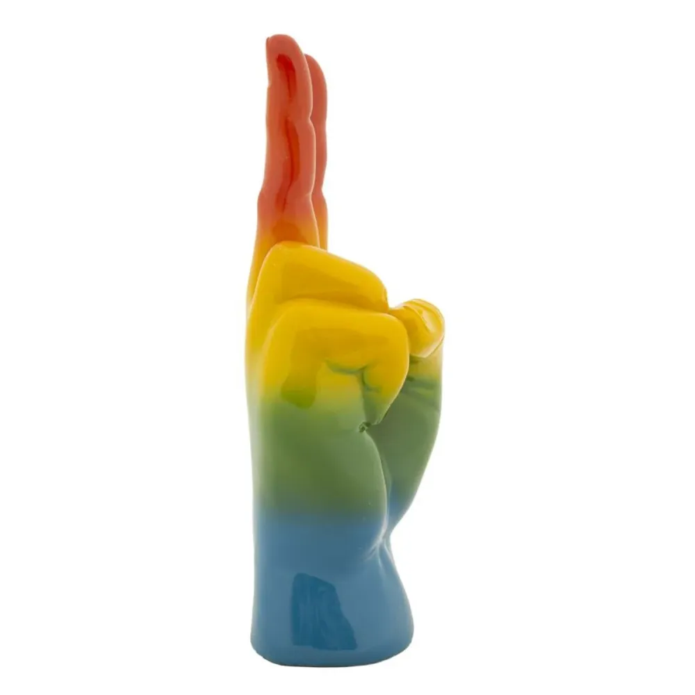 Regenbogenfarbene Siegeshand-Skulptur – Ikonisches Symbol der Freiheit Mauro Ferretti