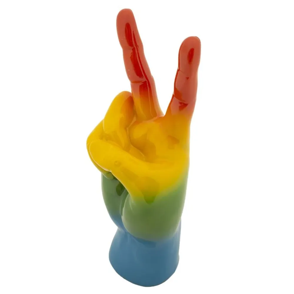 Regenbogenfarbene Siegeshand-Skulptur – Ikonisches Symbol der Freiheit Mauro Ferretti