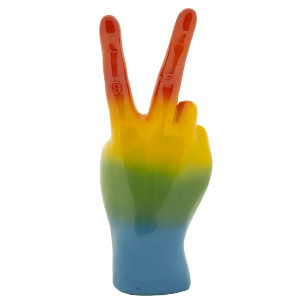 Regenbogenfarbene Siegeshand-Skulptur – Ikonisches Symbol der Freiheit Mauro Ferretti