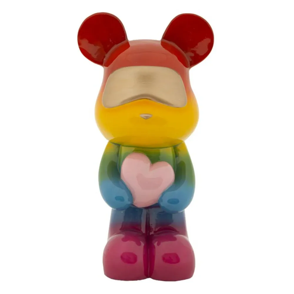 Regenbogenfarbener Steh-Teddy mit Herz – Süße Pop-Art-Dekoration Mauro Ferretti