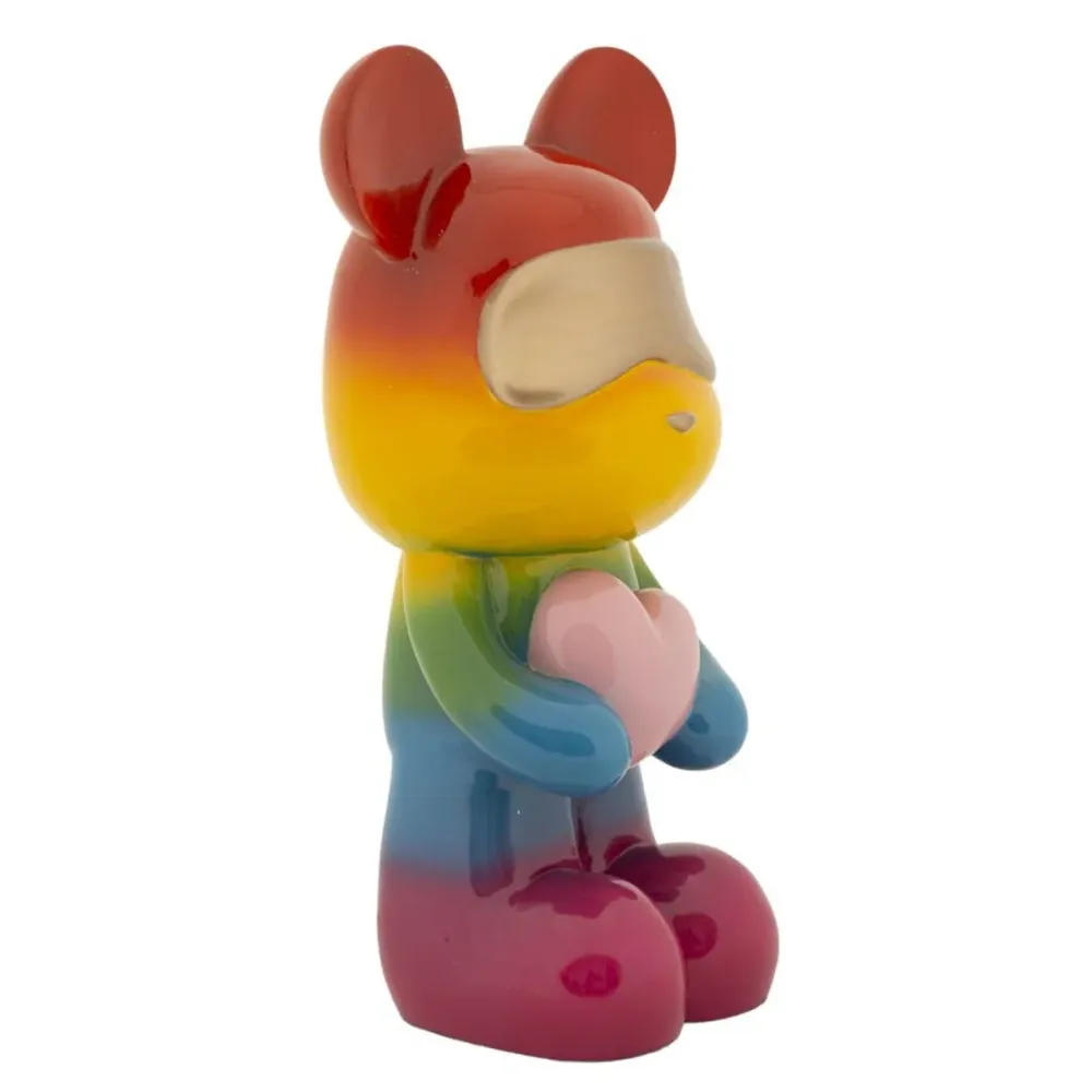 Regenbogenfarbener Steh-Teddy mit Herz – Süße Pop-Art-Dekoration Mauro Ferretti