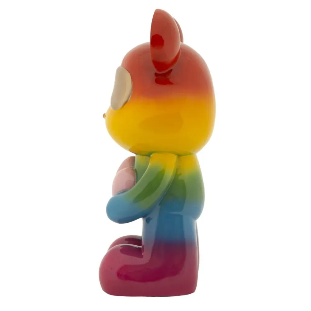 Regenbogenfarbener Steh-Teddy mit Herz – Süße Pop-Art-Dekoration Mauro Ferretti