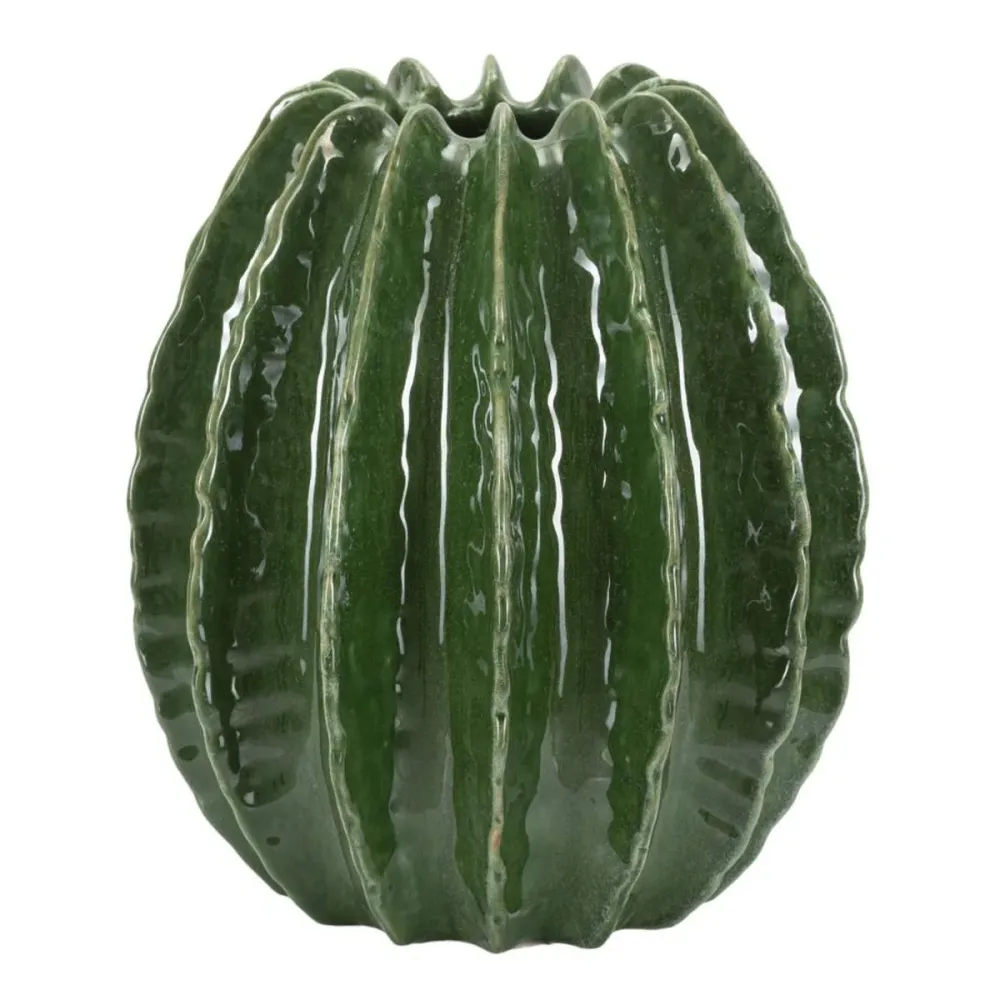 Runde, von einem Kaktus inspirierte Vase mit glänzender, geprägter Oberfläche Mauro Ferretti