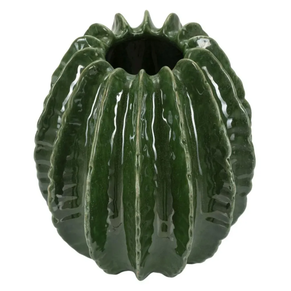 Runde, von einem Kaktus inspirierte Vase mit glänzender, geprägter Oberfläche Mauro Ferretti