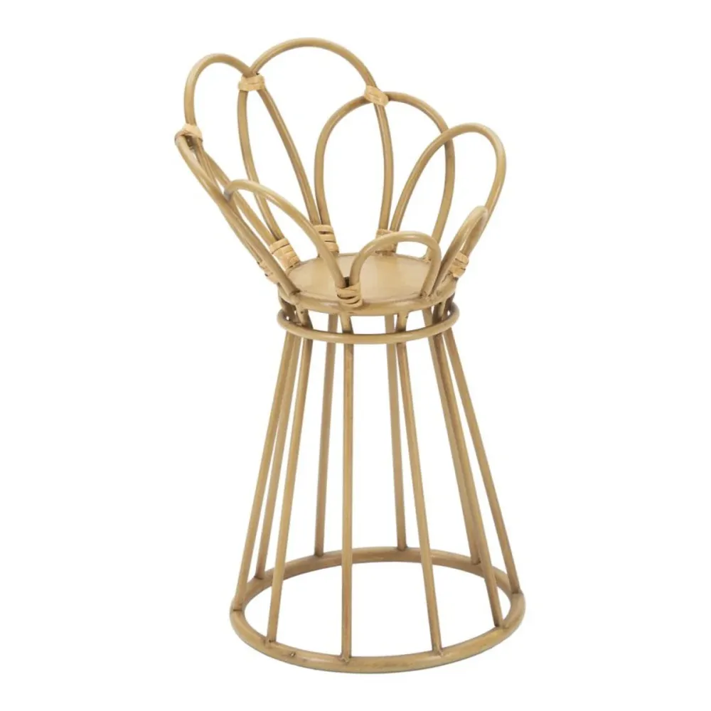 Runder, blütenförmiger Metallvasenhalter mit Rattan-Finish Mauro Ferretti