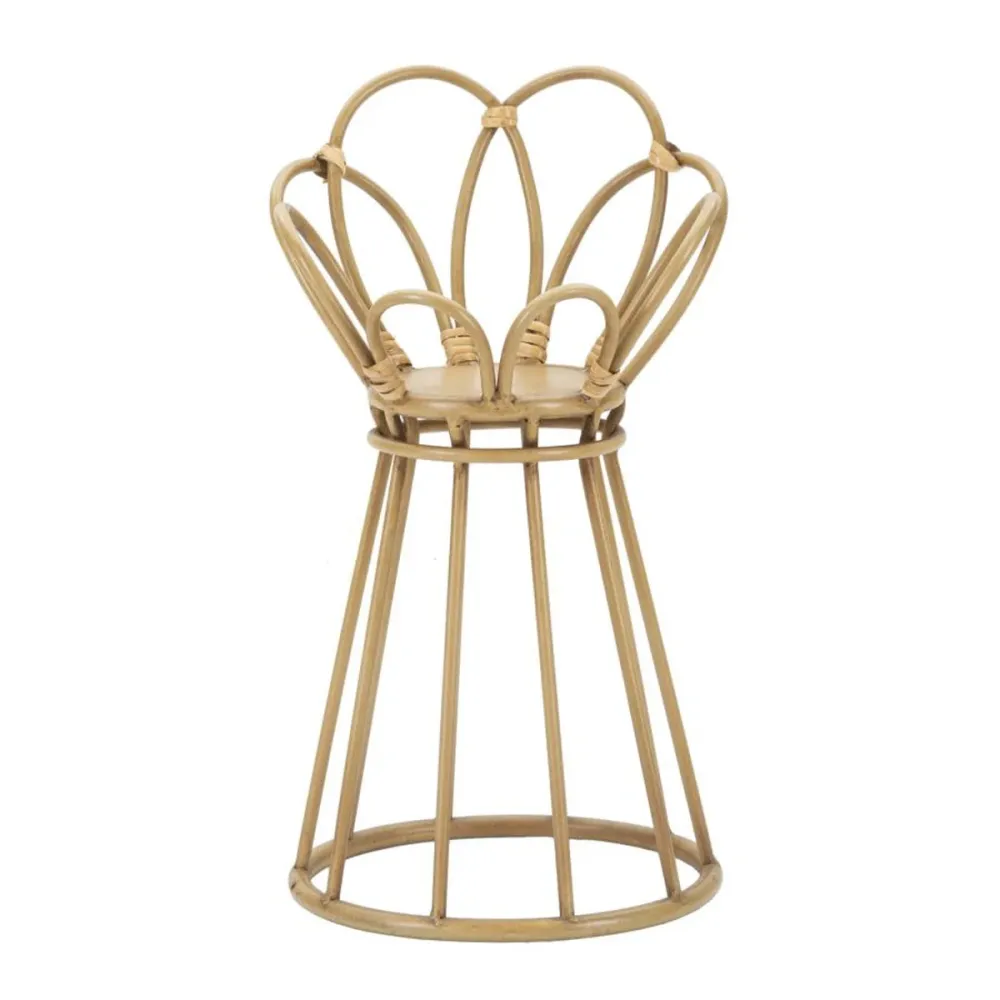 Runder, blütenförmiger Metallvasenhalter mit Rattan-Finish Mauro Ferretti